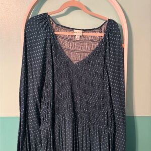 Ava & Viv Dark Teal Patterned Long Sleeve Dress